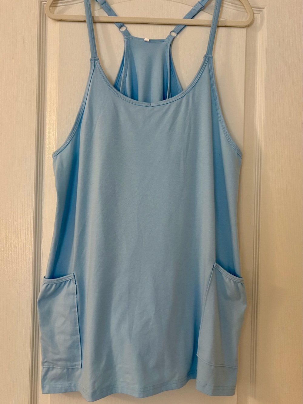 Light Blue Racerback Tank Dress with Pockets